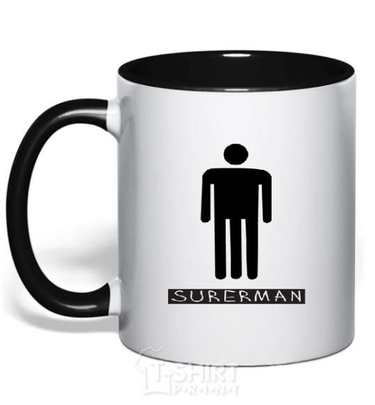 Mug with a colored handle SUPERMAN black фото