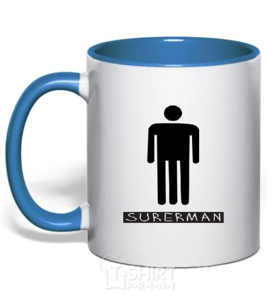 Mug with a colored handle SUPERMAN royal-blue фото