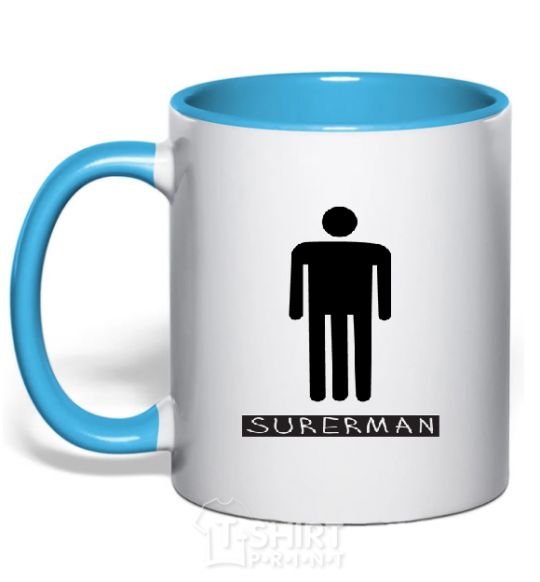Mug with a colored handle SUPERMAN sky-blue фото