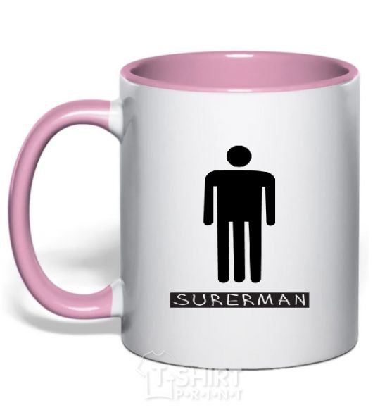 Mug with a colored handle SUPERMAN light-pink фото