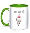 Mug with a colored handle EAT ME kelly-green фото