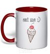 Mug with a colored handle EAT ME red фото