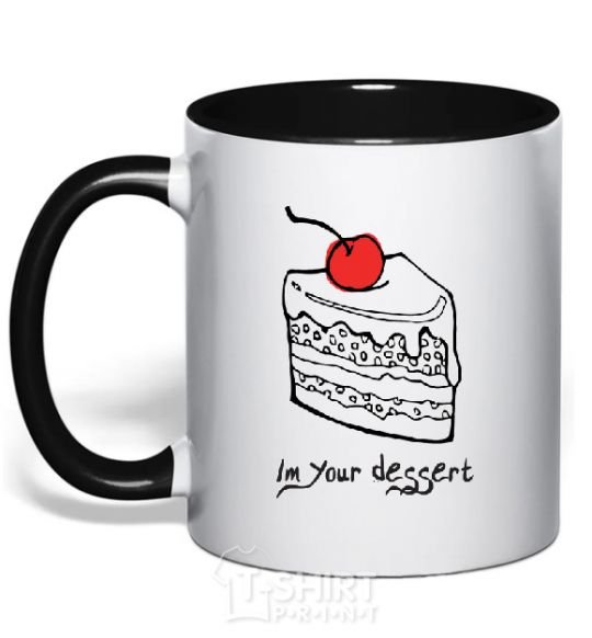 Mug with a colored handle DESSERT black фото