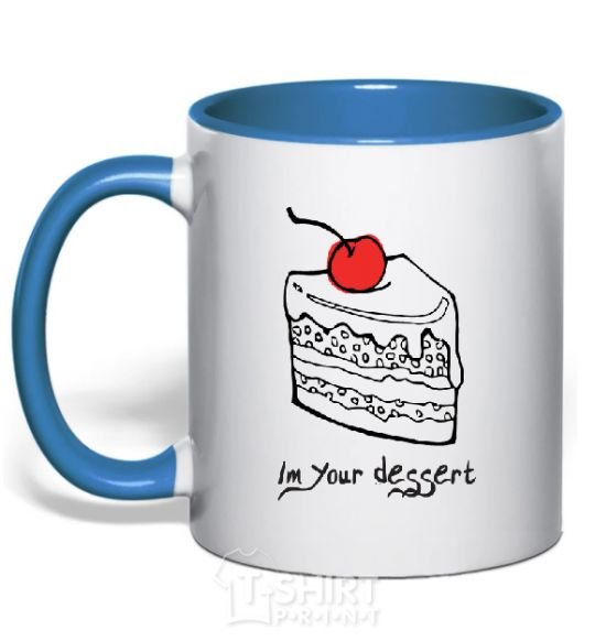 Mug with a colored handle DESSERT royal-blue фото