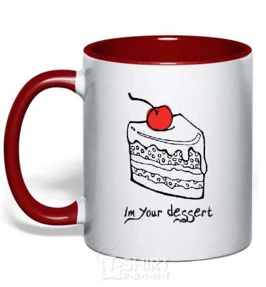 Mug with a colored handle DESSERT red фото