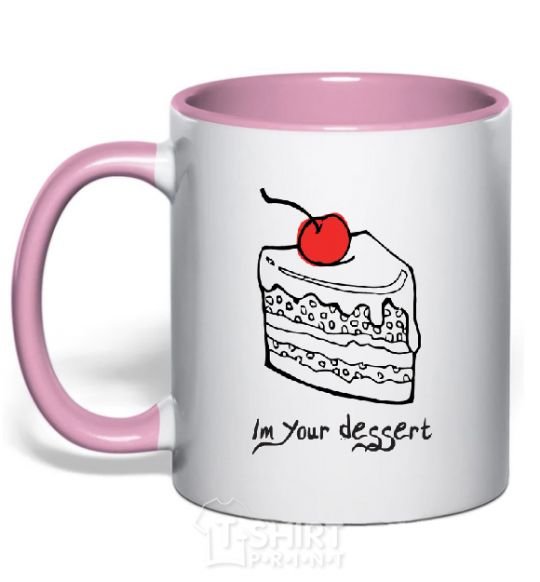 Mug with a colored handle DESSERT light-pink фото