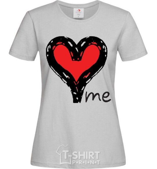 Женская футболка LOVE ME Heart Серый фото