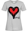 Women's T-shirt LOVE ME Heart grey фото