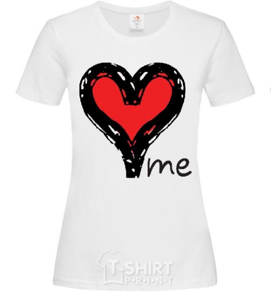 Women's T-shirt LOVE ME Heart White фото