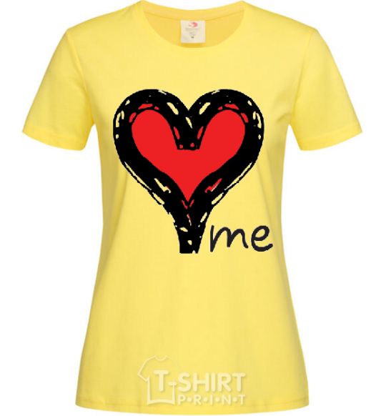 Женская футболка LOVE ME Heart Лимонный фото