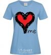 Women's T-shirt LOVE ME Heart sky-blue фото