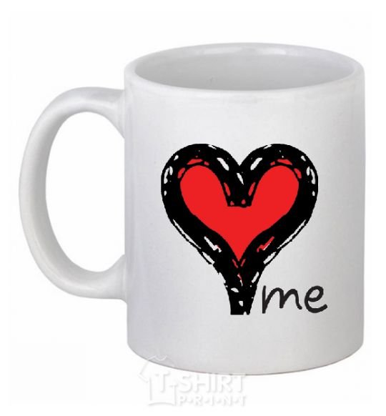 Ceramic mug LOVE ME Heart White фото