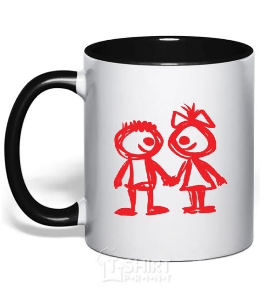 Mug with a colored handle LOVED black фото