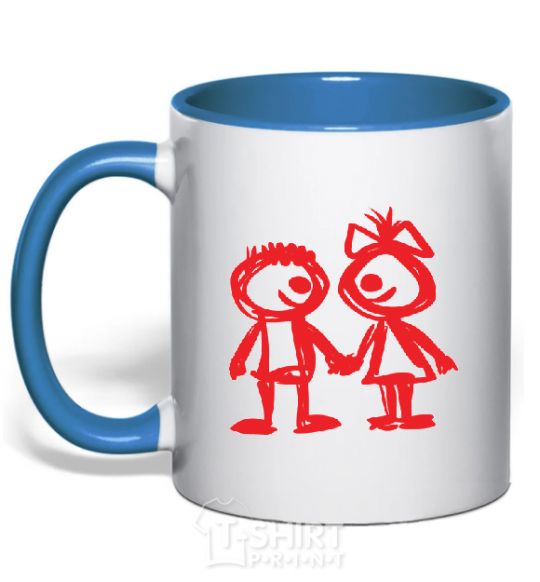 Mug with a colored handle LOVED royal-blue фото