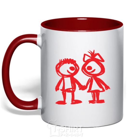 Mug with a colored handle LOVED red фото