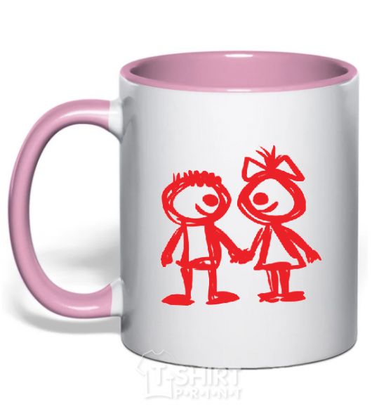 Mug with a colored handle LOVED light-pink фото