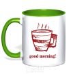 Mug with a colored handle GOOD MORNING! kelly-green фото