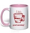 Mug with a colored handle GOOD MORNING! light-pink фото