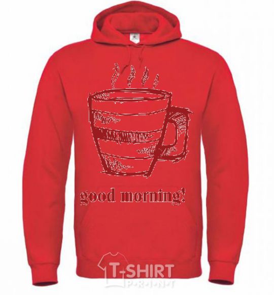 Men`s hoodie GOOD MORNING! bright-red фото