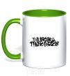 Mug with a colored handle BRING ME THE HORIZON inscription kelly-green фото