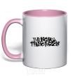 Mug with a colored handle BRING ME THE HORIZON inscription light-pink фото