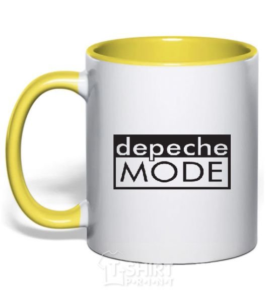 Mug with a colored handle DEPECHE MODE logo yellow фото