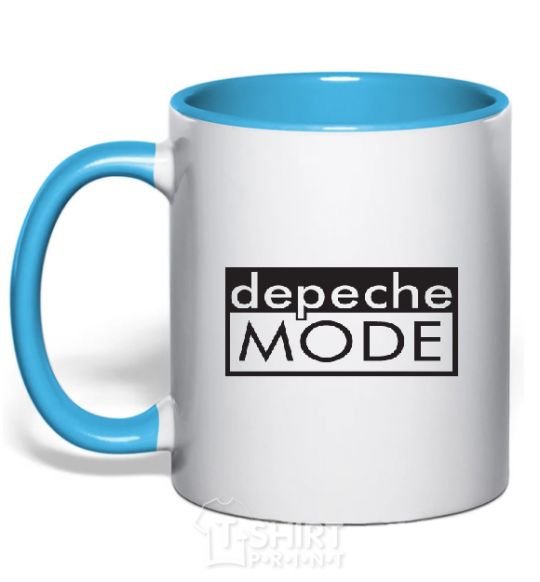 Mug with a colored handle DEPECHE MODE logo sky-blue фото