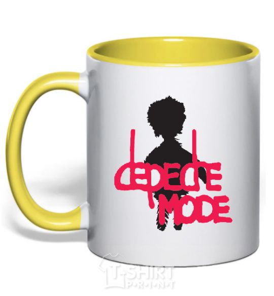 Mug with a colored handle DEPECHE MODE PINK yellow фото