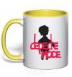 Mug with a colored handle DEPECHE MODE PINK yellow фото