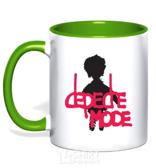 Mug with a colored handle DEPECHE MODE PINK kelly-green фото