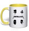 Mug with a colored handle METALLICA FACES yellow фото