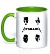 Mug with a colored handle METALLICA FACES kelly-green фото