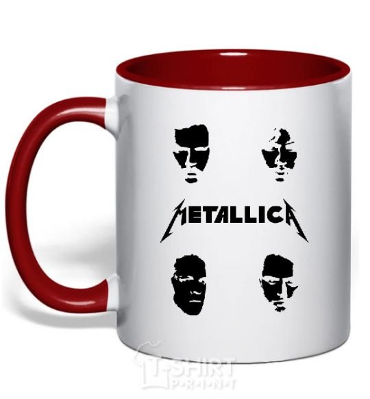 Mug with a colored handle METALLICA FACES red фото