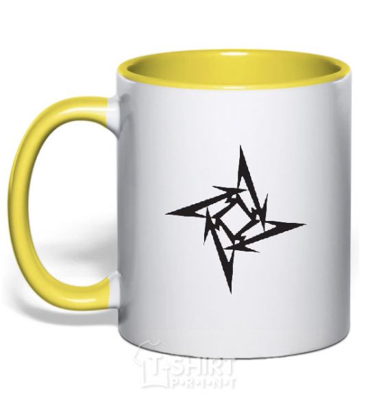 Mug with a colored handle METALLICA STAR yellow фото