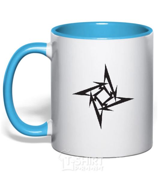 Mug with a colored handle METALLICA STAR sky-blue фото