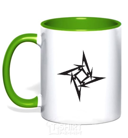 Mug with a colored handle METALLICA STAR kelly-green фото