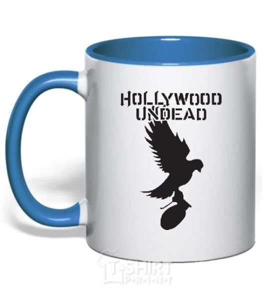 Mug with a colored handle HOLLYWOOD UNDEAD royal-blue фото