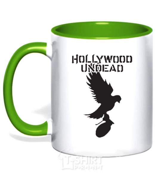 Mug with a colored handle HOLLYWOOD UNDEAD kelly-green фото