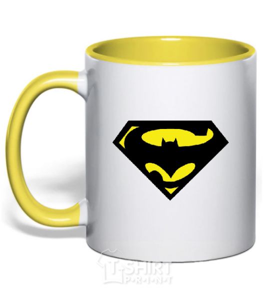 Mug with a colored handle SUPERBATMAN yellow фото