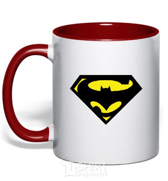 Mug with a colored handle SUPERBATMAN red фото