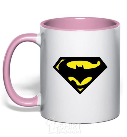 Mug with a colored handle SUPERBATMAN light-pink фото