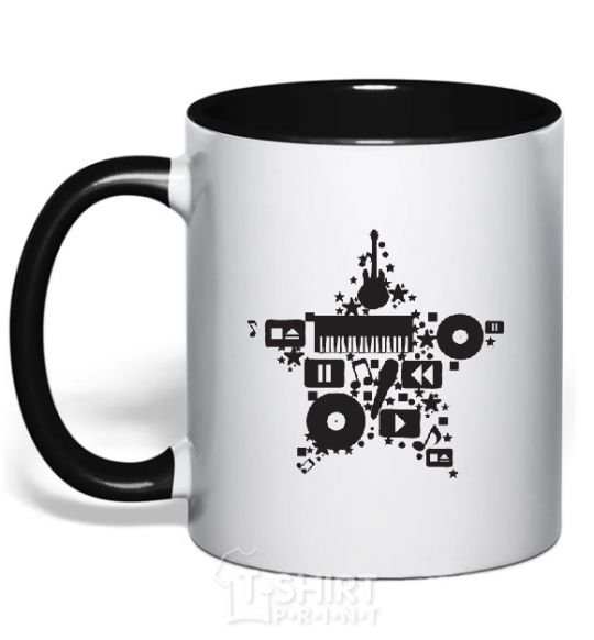 Mug with a colored handle MUSIC STAR black фото