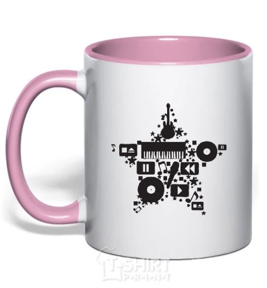 Mug with a colored handle MUSIC STAR light-pink фото