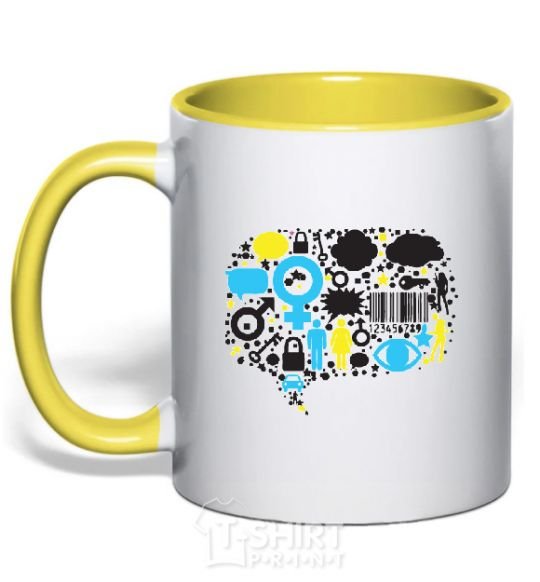 Mug with a colored handle MW yellow фото