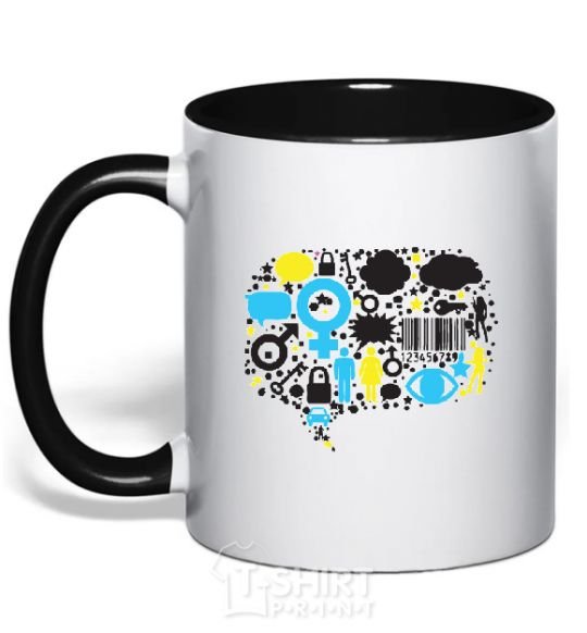 Mug with a colored handle MW black фото