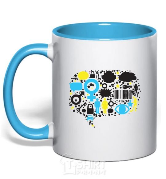 Mug with a colored handle MW sky-blue фото