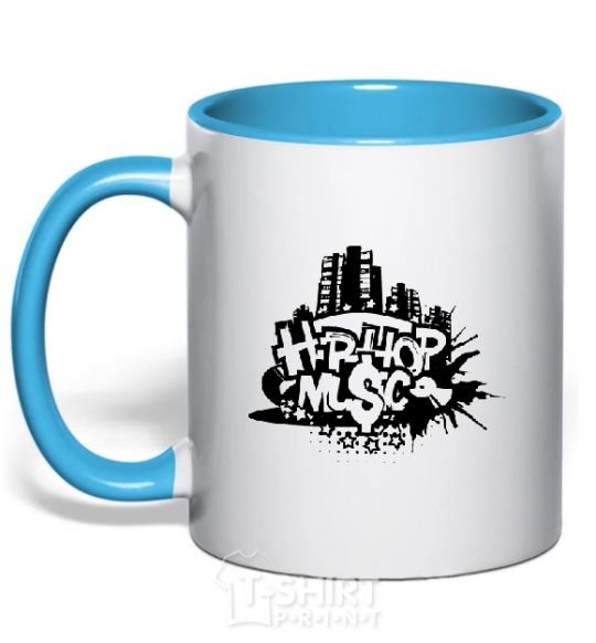 Mug with a colored handle HIP HOP sky-blue фото