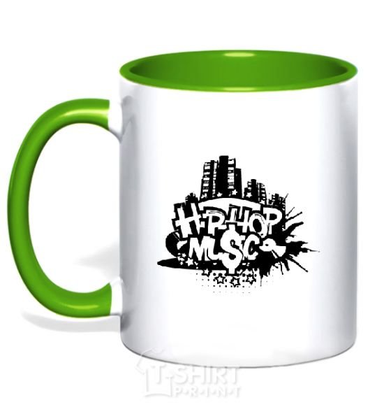 Mug with a colored handle HIP HOP kelly-green фото