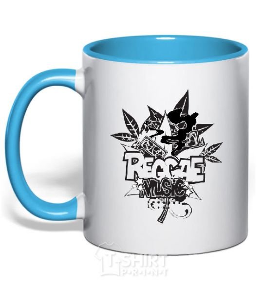 Mug with a colored handle REGGAE sky-blue фото