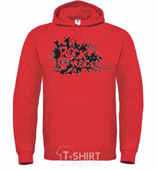 Men`s hoodie ROCK Music sign bright-red фото